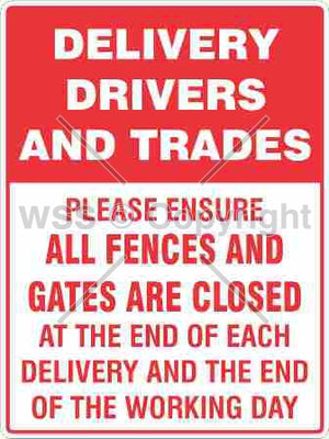 Delivery Drivers And Trades etc. Sign