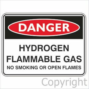 Danger Hydrogen Flammable Gas etc. Sign