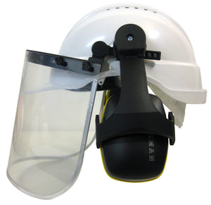 Hard Hat with Clear Visor & Earmuff Assembly