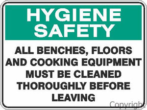 Hygiene Safety All Benches etc. Sign