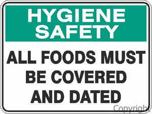 Hygiene Safety All Foods Must Be etc. Sign