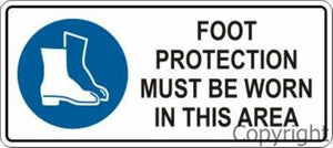 Foot Protection Must Be Worn In This Area Sign W/ Picture