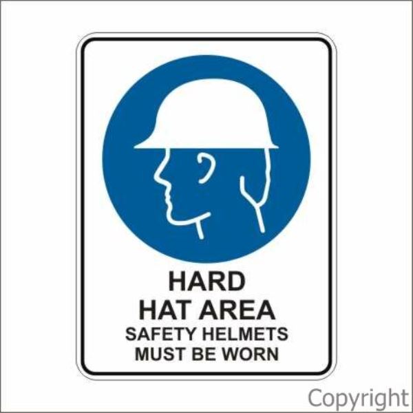 Hard Hat Area Safety Helmets etc. Sign W/ Picture