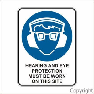 Hearing And Eye Protection etc. Sign With Picture