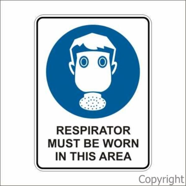 Respirator Must Be Worn In This Area Sign W/ Picture