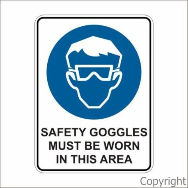 Safety Goggles etc. Sign W/ Picture