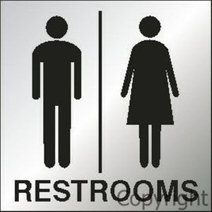 Restrooms Sign With Picture - Reversed Perspex