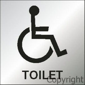 Toilet Sign With Disabled Picture - Reversed Perspex 150 Sqr