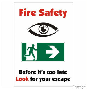 Fire Safety Look For Escape etc. Sign