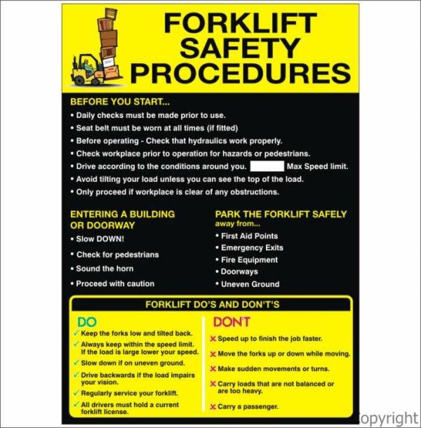 Forklift Safety Procedures Sign