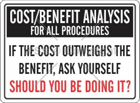 Cost/Benefit Analysis etc. Sign