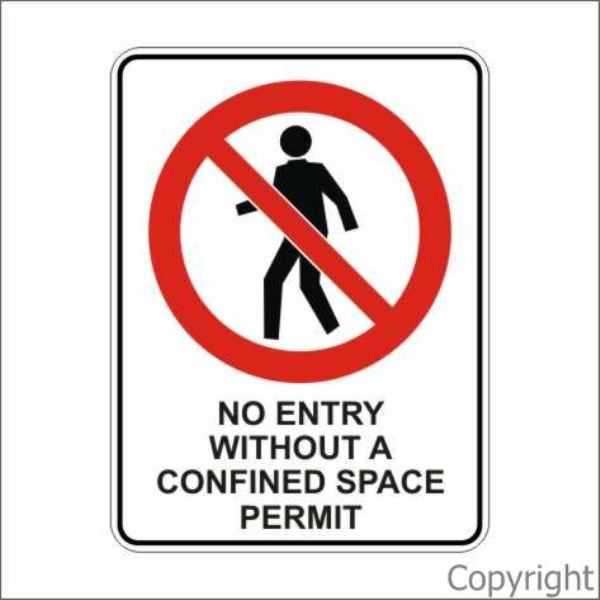 No Entry Without A Confined Space Permit Sign W/ Picture