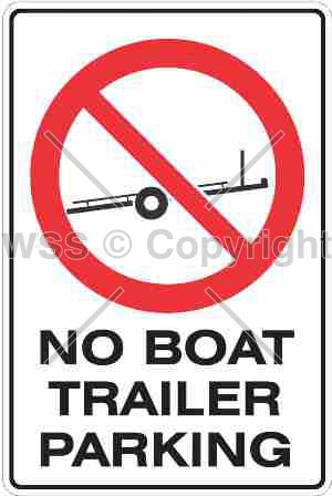 No Boat Trailer Parking Sign W/ Picture