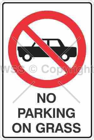 No Parking On Grass Sign W/ Picture