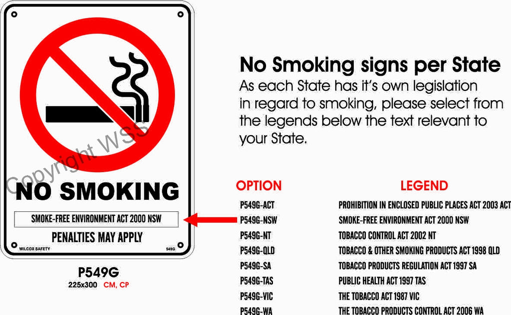 No Smoking Smoke-Free Environment etc. Sign W/ Picture