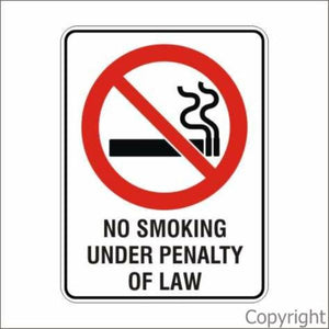 No Smoking Under Penalty Of Law Sign W/ Picture