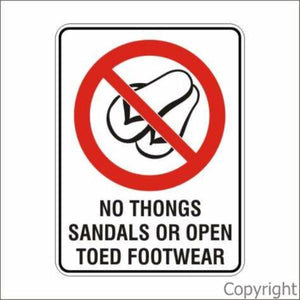 No Thongs Sandals etc. Sign W/ Picture