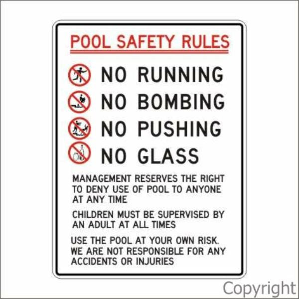 Pool Safety Rules Sign W/ Picture