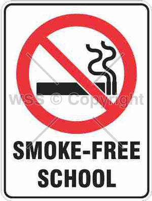 Smoke-Free School Sign W/ Picture