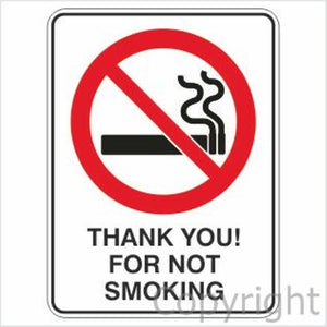 Thank You! For Not Smoking Sign W/ Picture