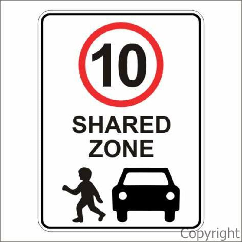 10 km/hr Shared Zone Sign W/ Picture