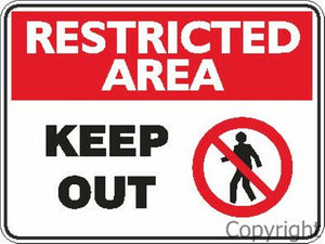 Restricted Area Keep Out Sign W/ Picture