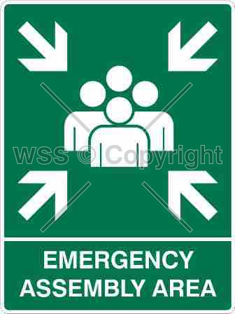 Emergency Assembly Area Sign W/ Picture