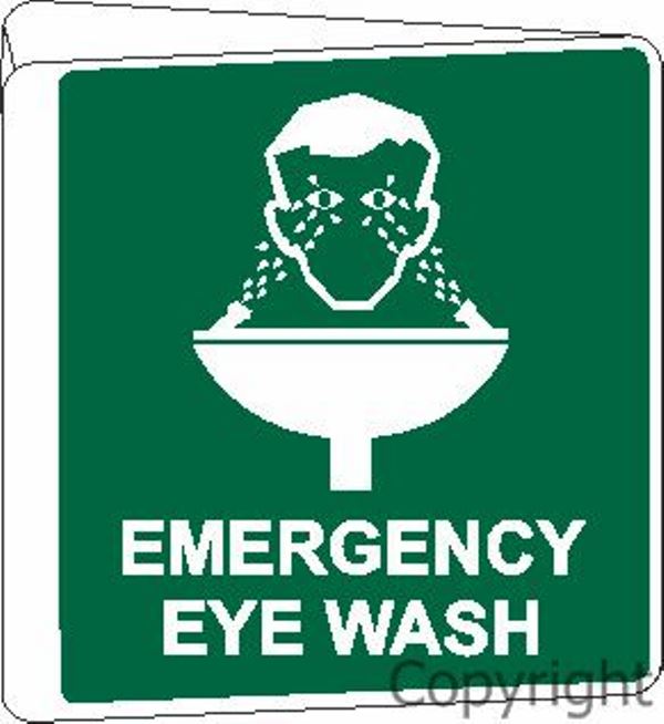 Emergency Eye Wash Sign Double Sided Off Wall