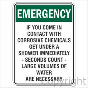 Emergency Corrosive Chemicals etc. Sign