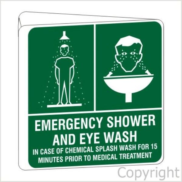 Emergency Shower And Eye Wash D/Sided Off Wall Sign