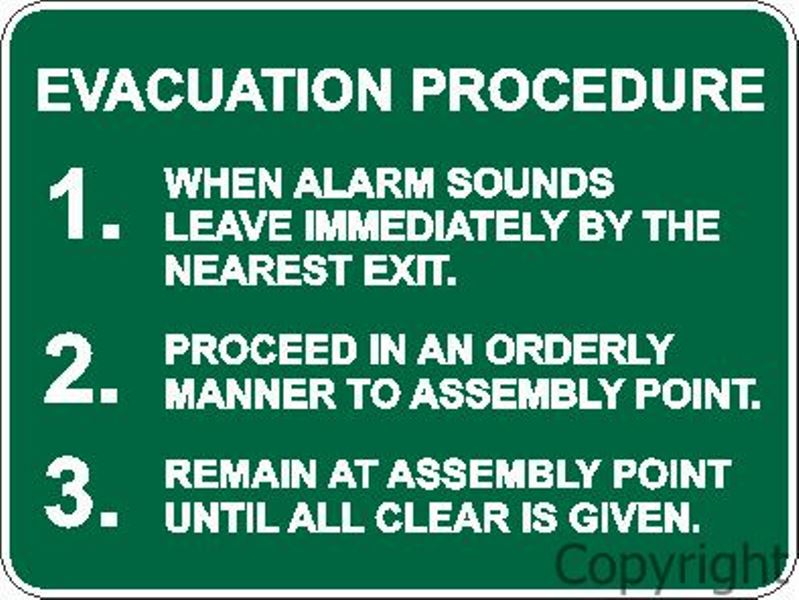 Evacuation Procedure Sign