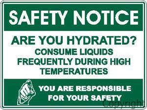 Safety Notice Hydrated etc. Sign