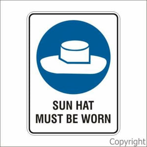 Sun Hat Must Be Worn Sign W/ Picture