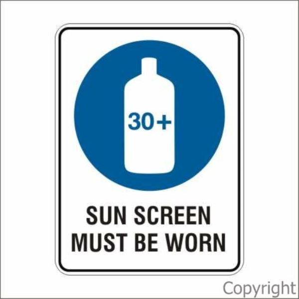 Sun Screen Must Be Worn Sign W/ Picture