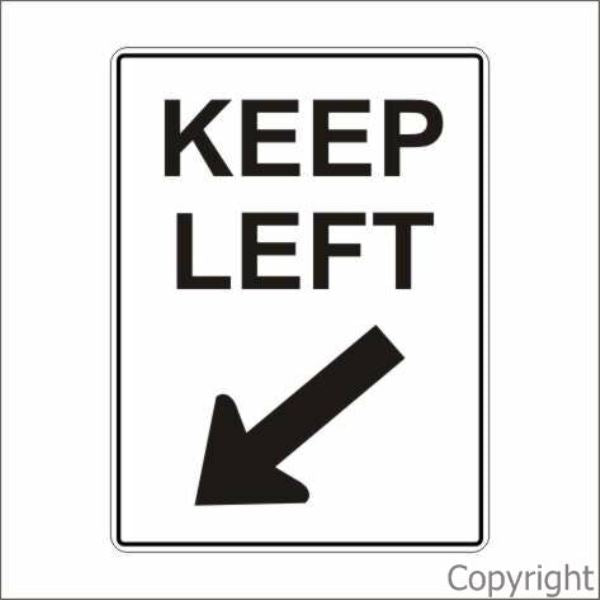 Keep Left Sign W/ Down Left Arrow