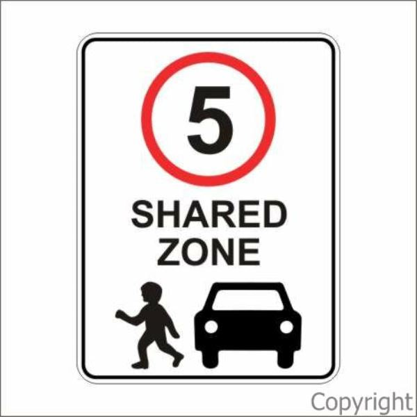 5 km/hr Shared Zone Sign