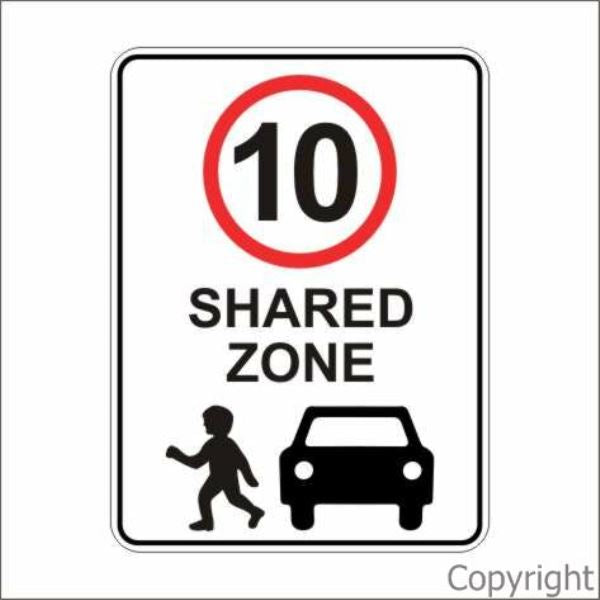 10 km/hr Shared Zone Sign