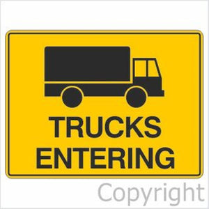 Trucks Entering Sign
