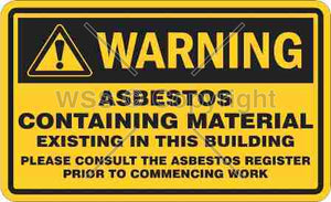 Warning Asbestos Containing Material etc. Sign