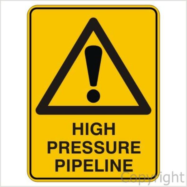 Warning High Pressure Pipeline Sign
