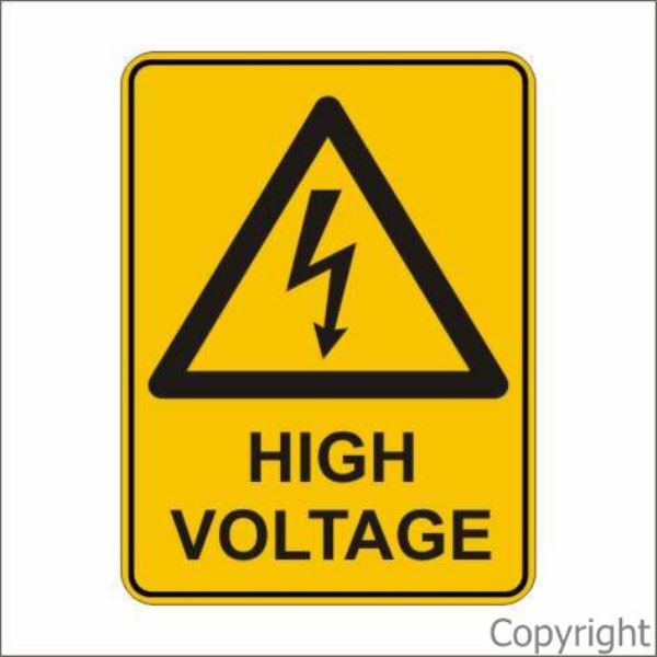 Warning High Voltage Sign W/ Text