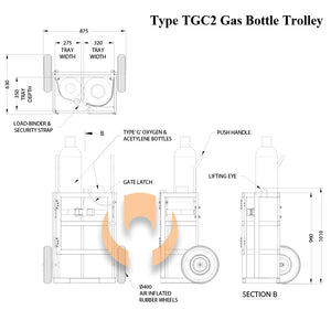 TGC2 2 Cylinder Gas Bottle Trolley